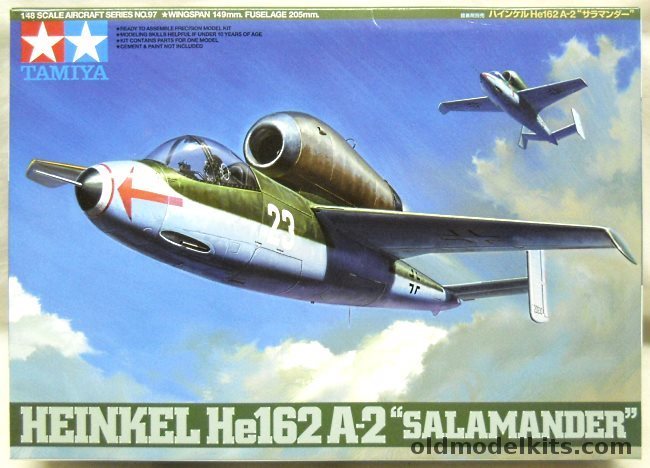 Tamiya 1/48 Heinkel He-162 A-2 Salamander, 61097-2400 plastic model kit